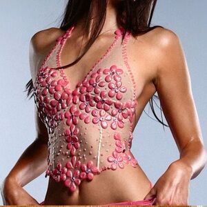 Ema Savahl Couture Embroidered Halter Top